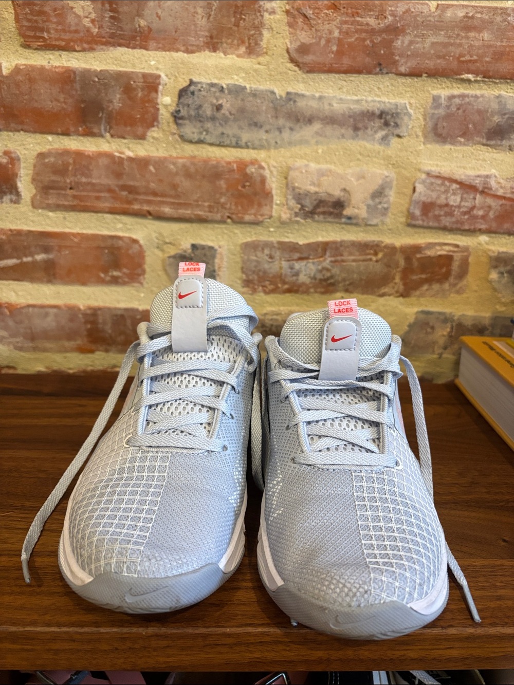 Nike Metcon Light Gray Athletic Sneakers with pale pink Logo Accents